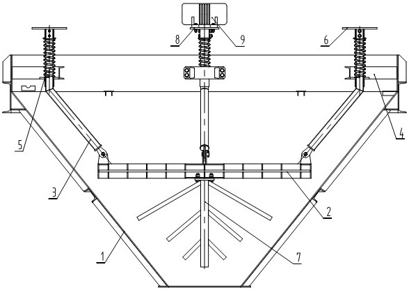 Aeolian sand and loess hopper vibration type discharging device