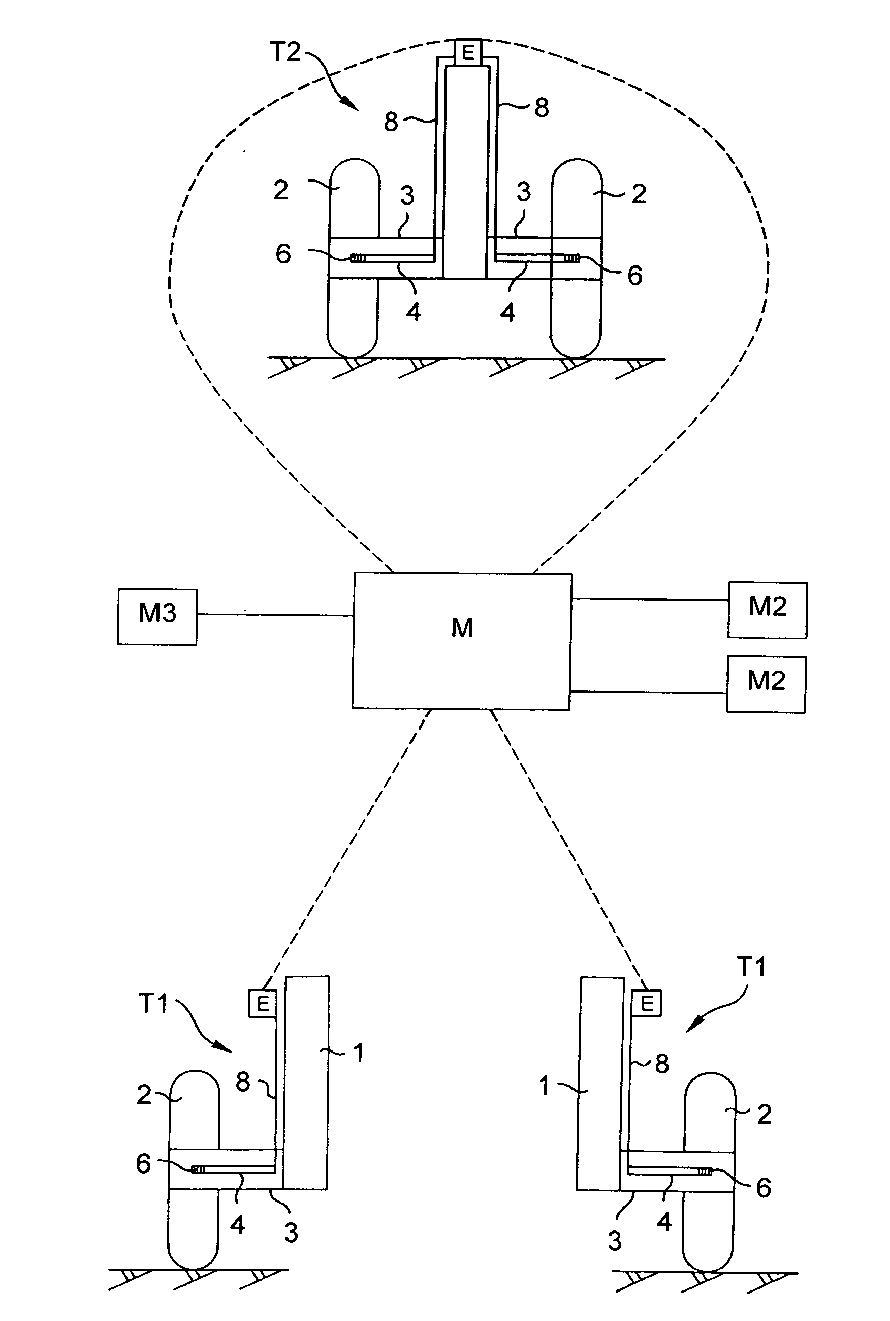 On-board device for measuring the mass and the position of the center of gravity of an aircraft