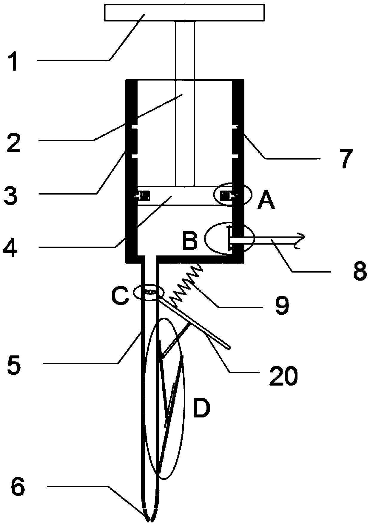 Drenching device for animal husbandry and veterinary medicines