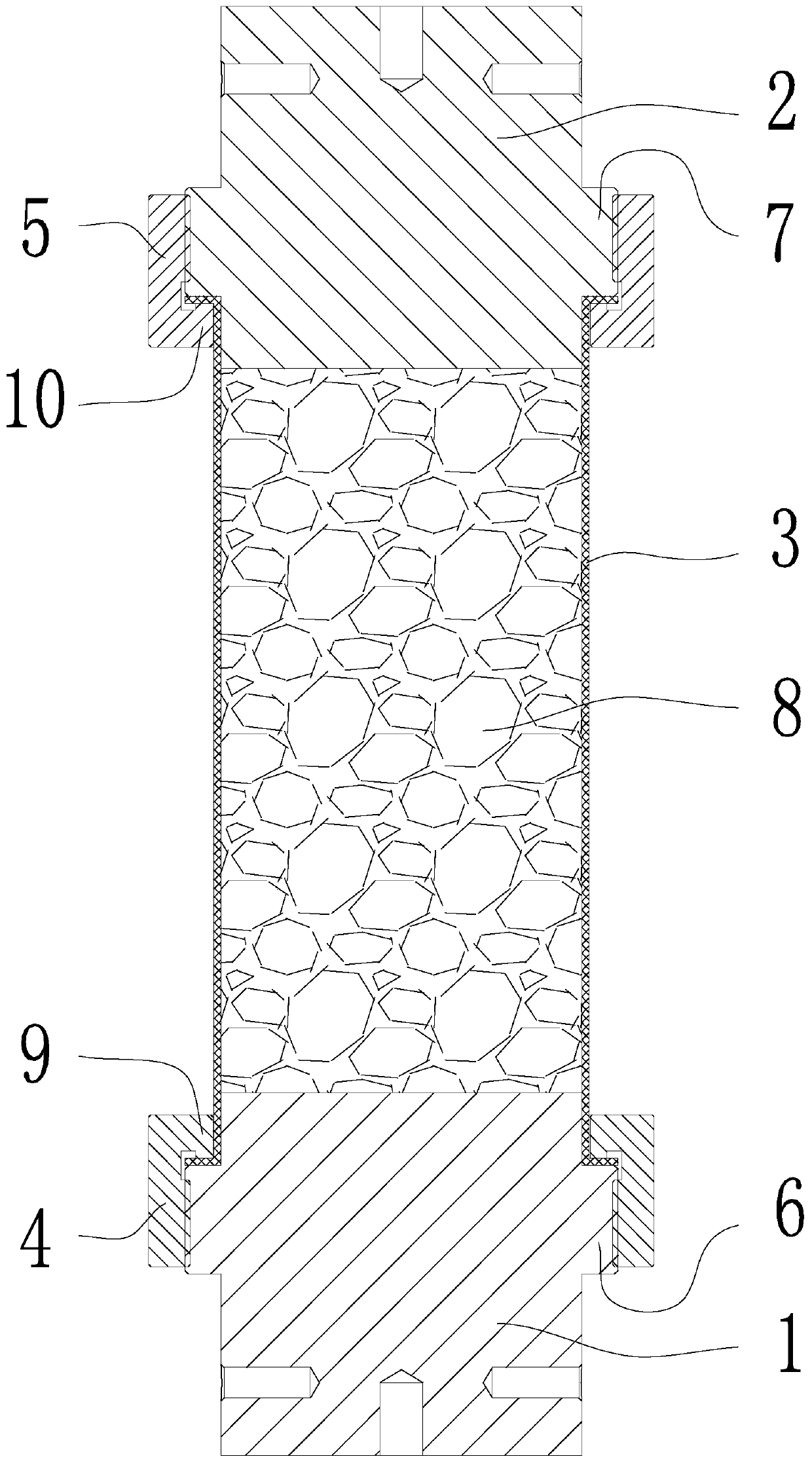 Columnar rock sample sealing device and method suitable for true triaxial test