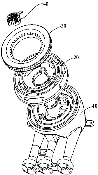 A high-efficiency three-ring fire burner and gas stove