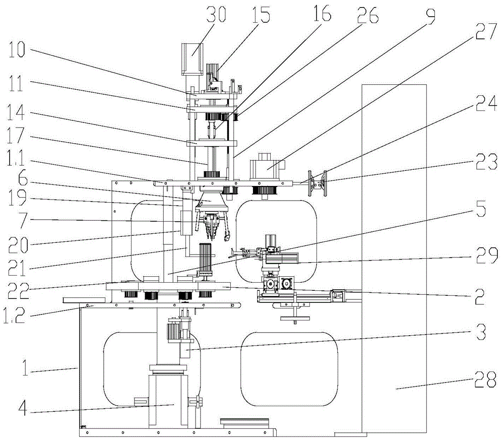 A finely adjustable four-head eight-station winding machine