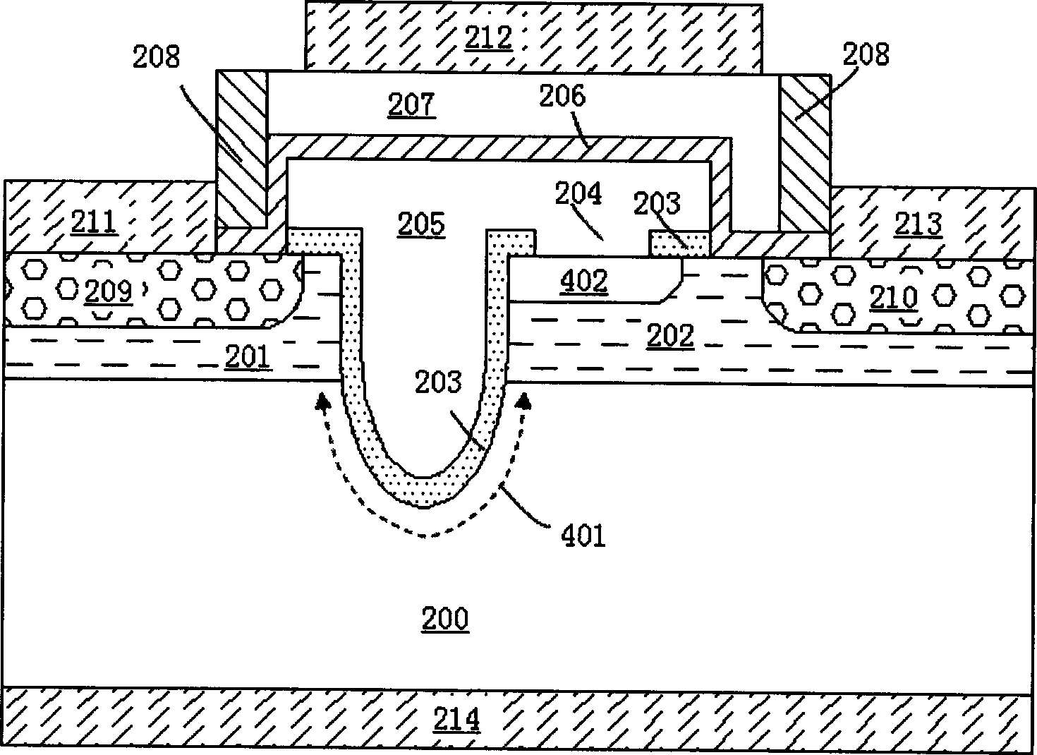 U-shaped trench type semiconductor device and manufacture method thereof