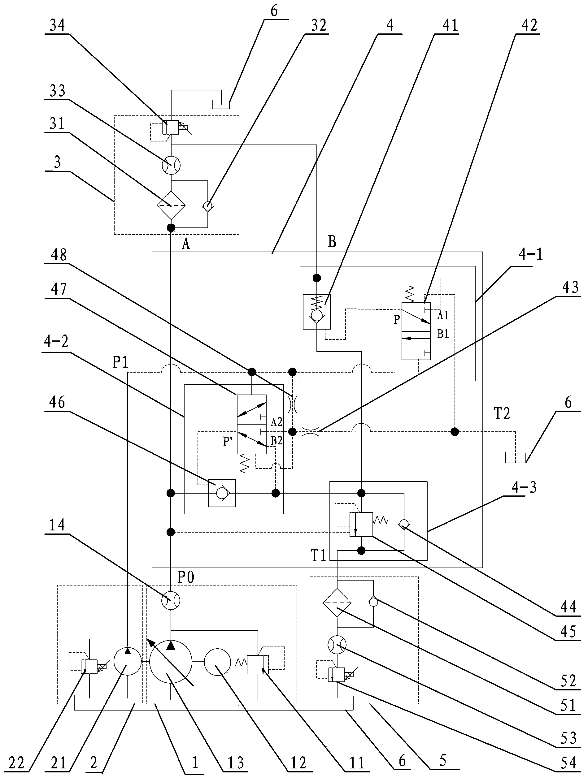 Excavator boom energy regenerating device and boom energy regenerating valve block thereof