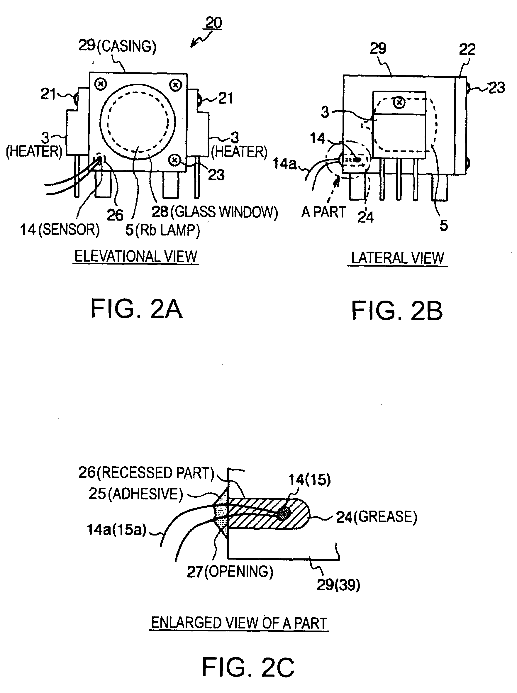 Atomic oscillator, method for sealing temperature detecting means, and rubidium atomic oscillator