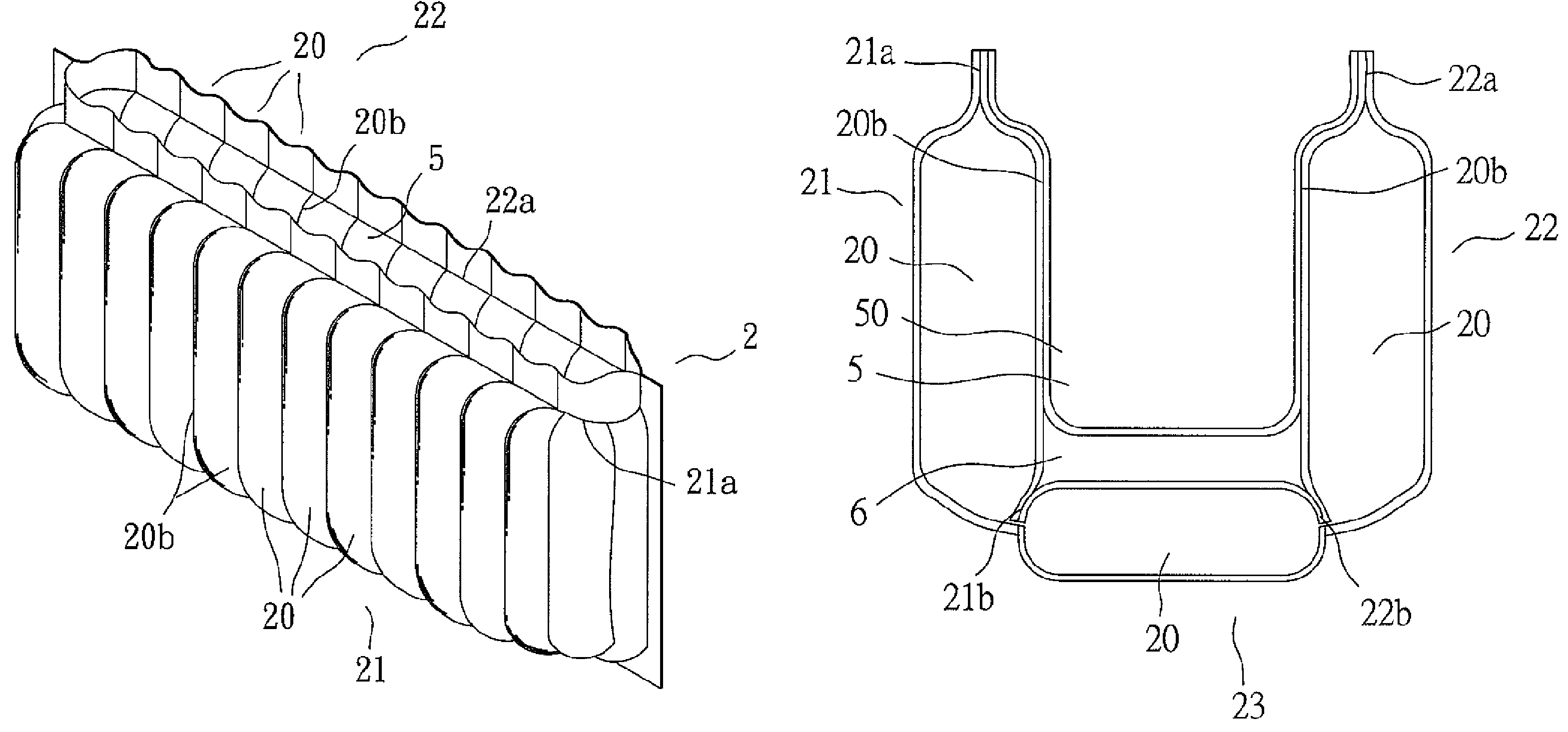 Hammock-type vibration-absorbing air sheath