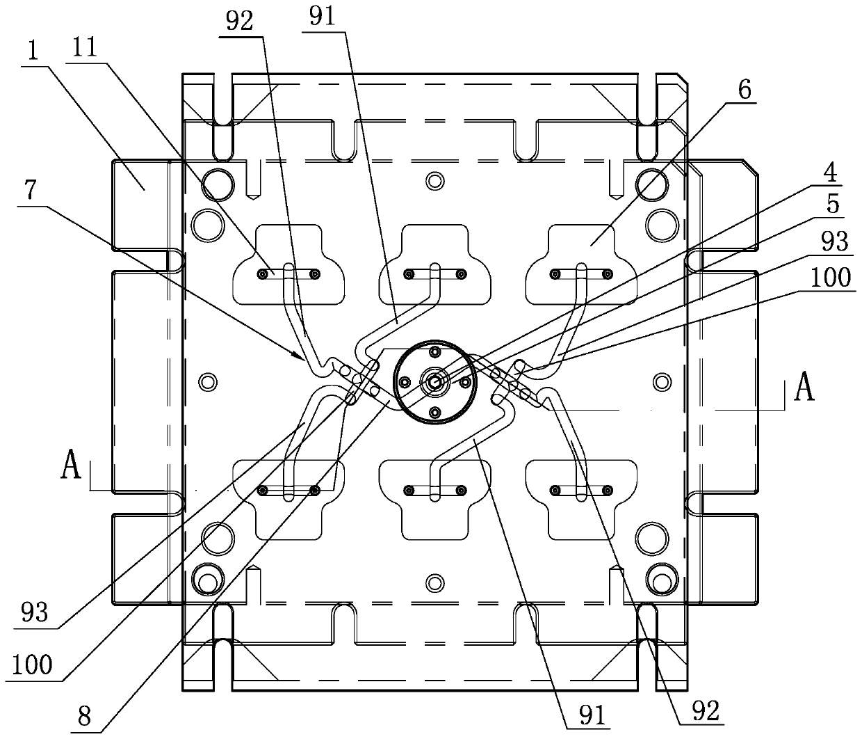 Runner structure of a rubber mold