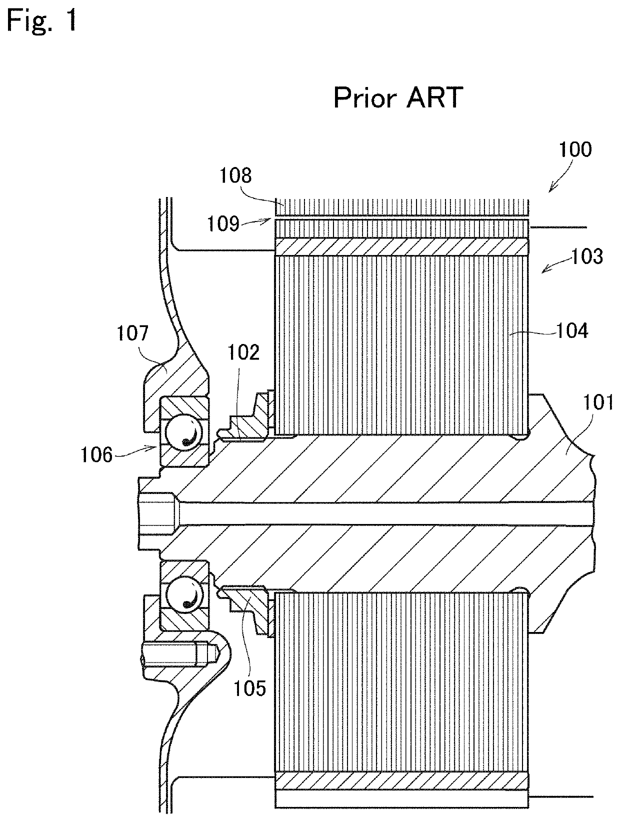 Supporting structure for rotary shaft