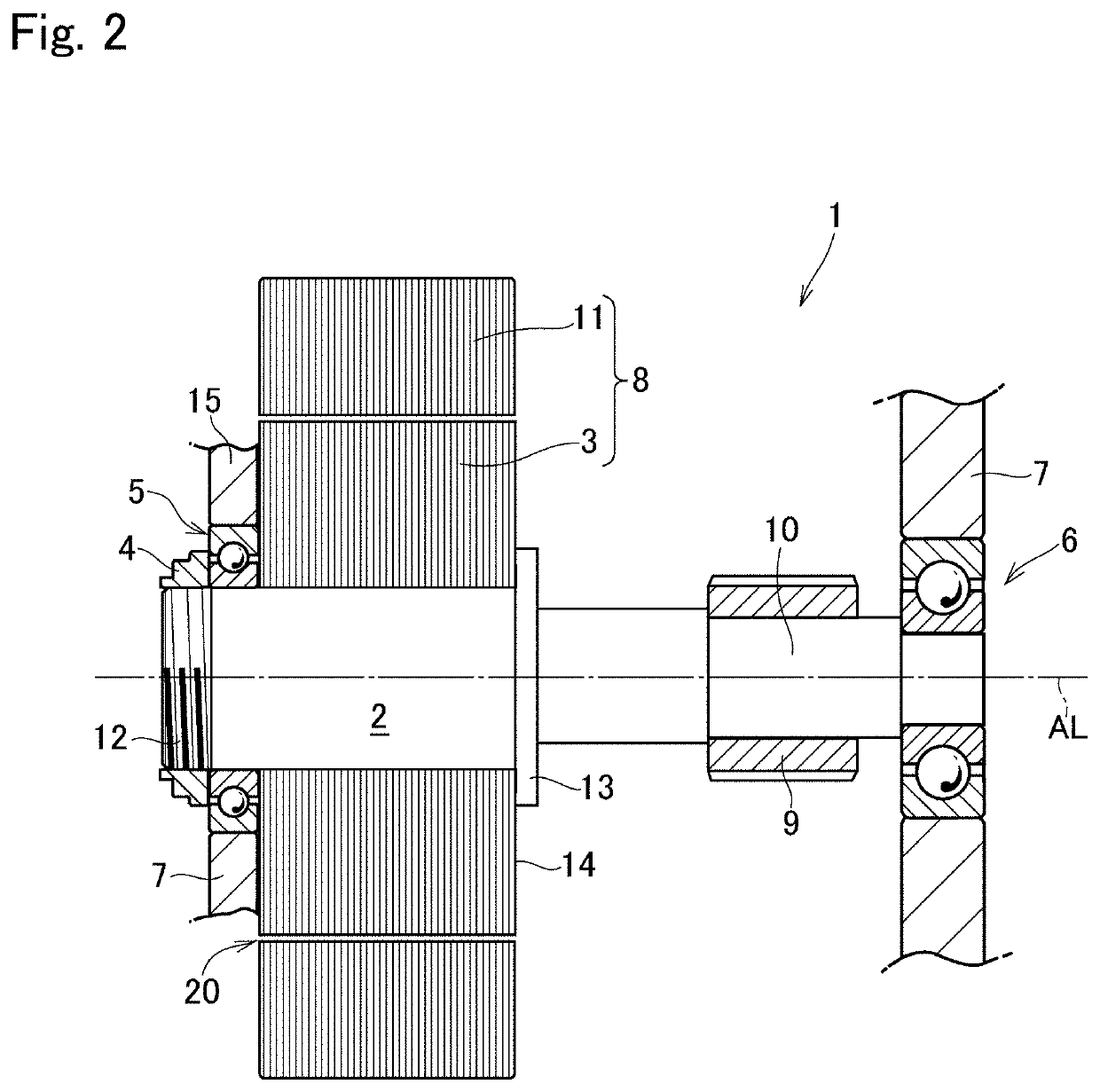 Supporting structure for rotary shaft