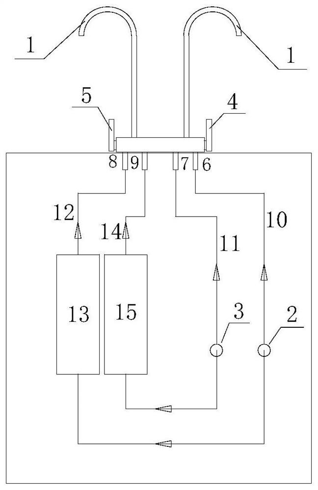 A water purification filter element, water purification device and washstand