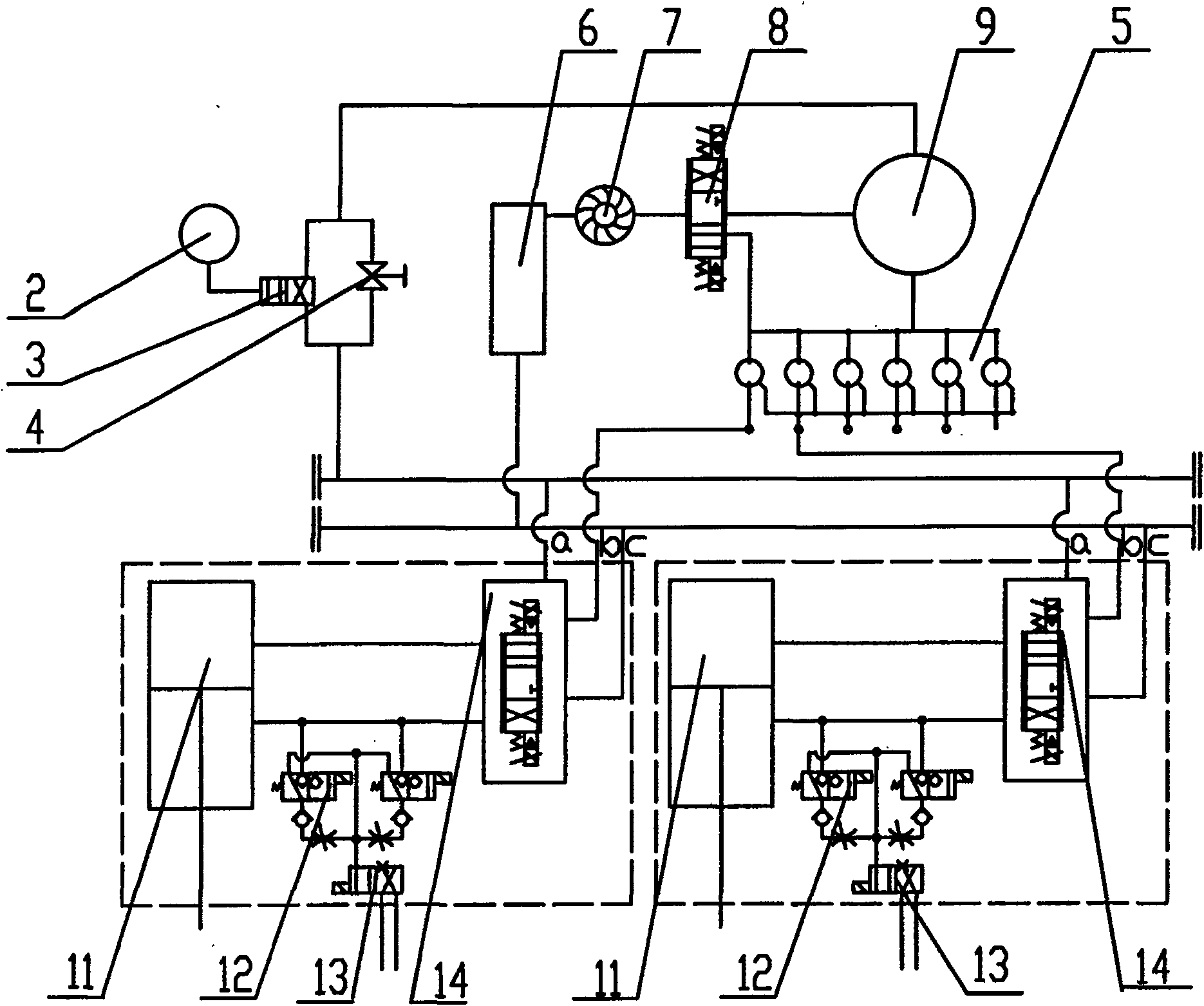 Electrohydraulic synchronous cylinder type valve servo synchronous control system