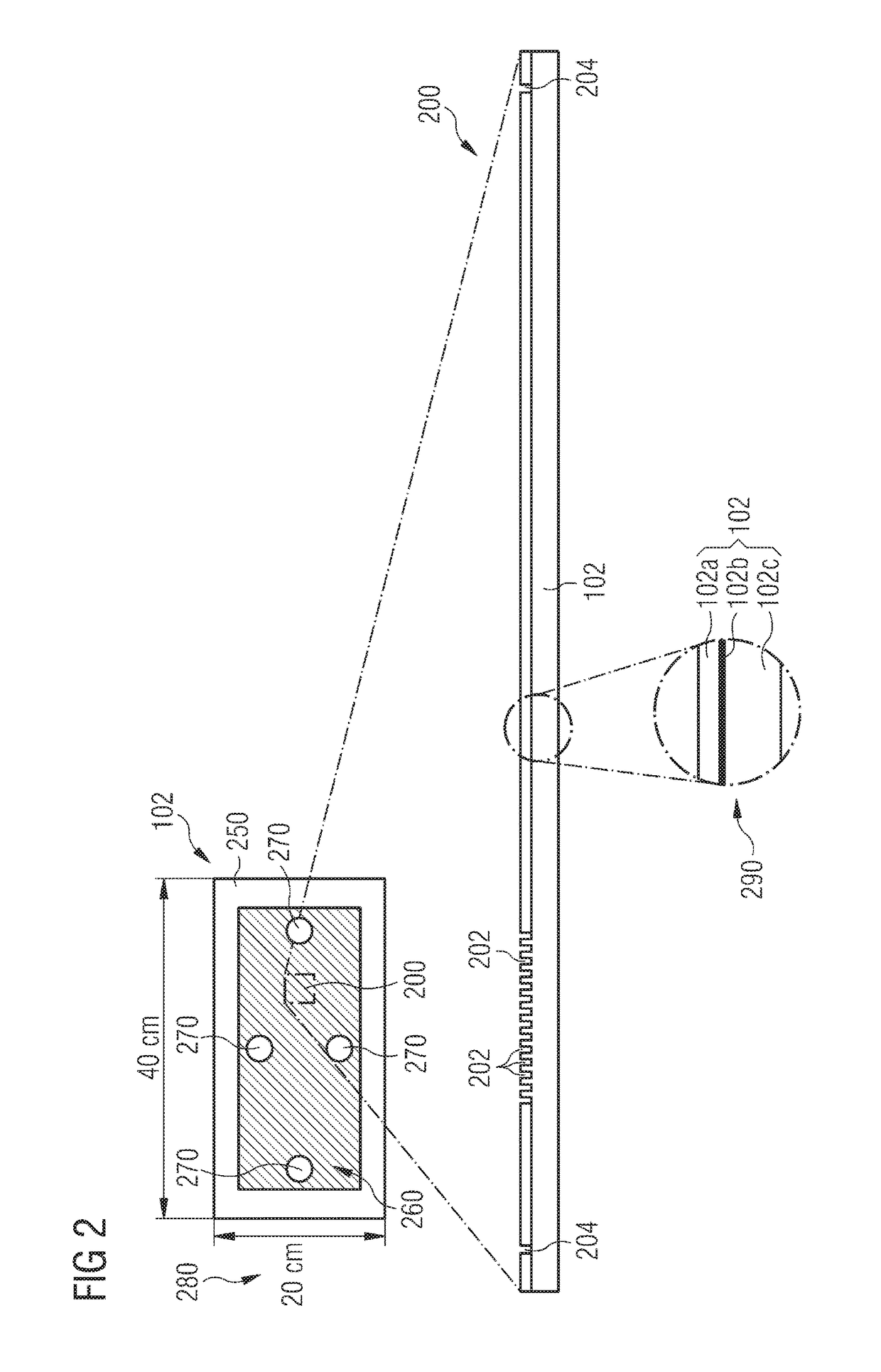 Chip assembling on adhesion layer or dielectric layer, extending beyond chip, on substrate