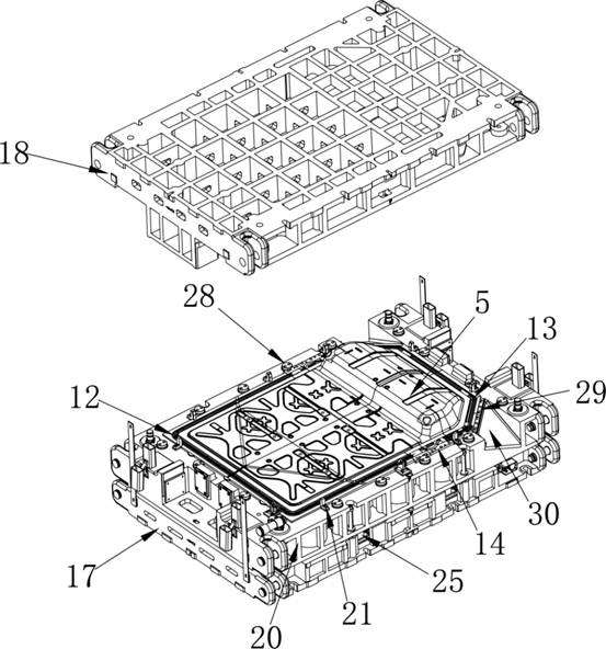 A stamping system for the upper cover of a battery pack of a new energy vehicle