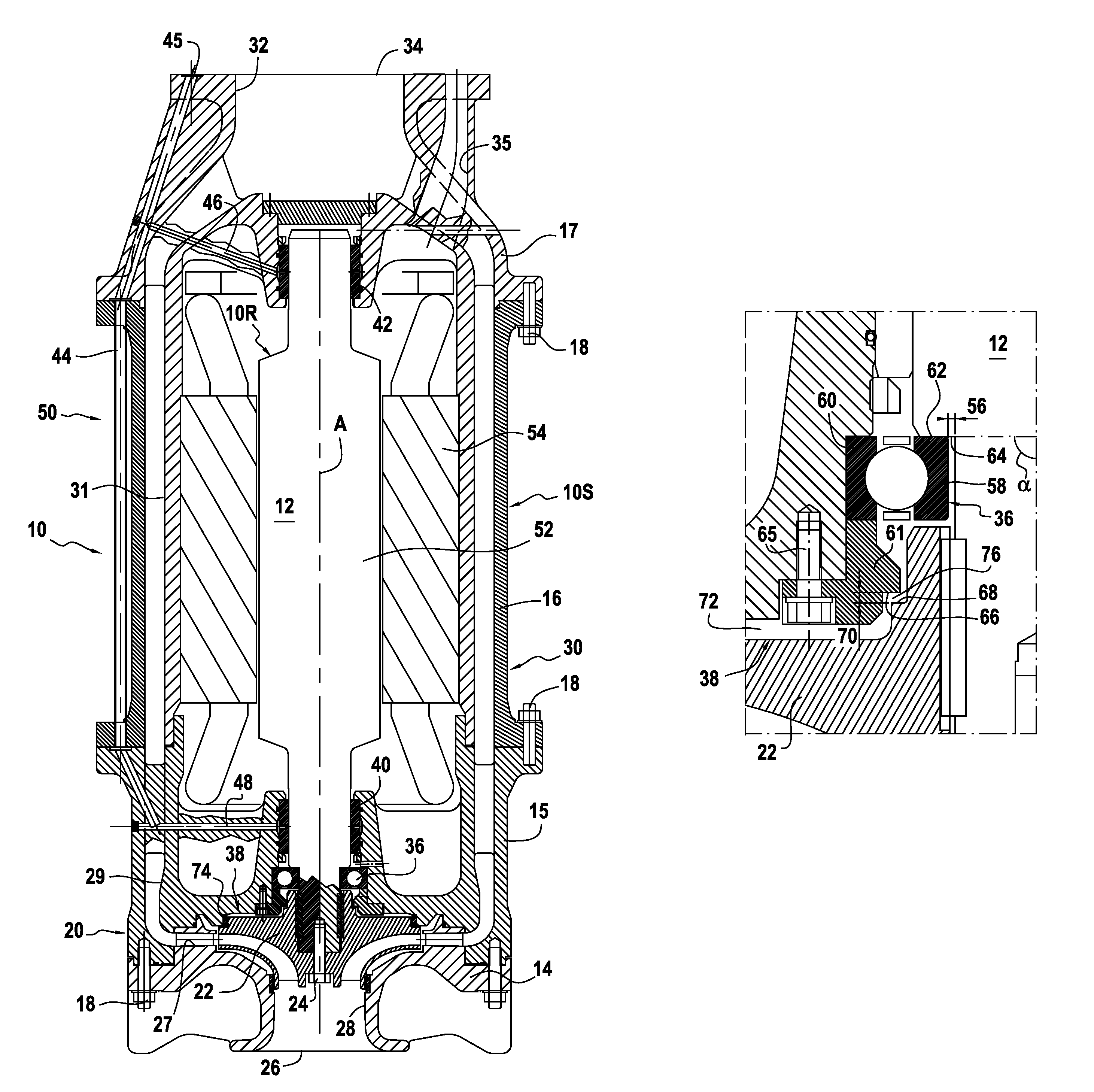 Turbomachine with a long lasting position-holding system