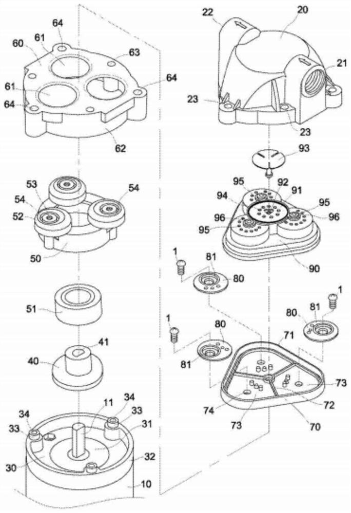 Pump head of diaphragm booster pump, diaphragm booster pump and water treatment device