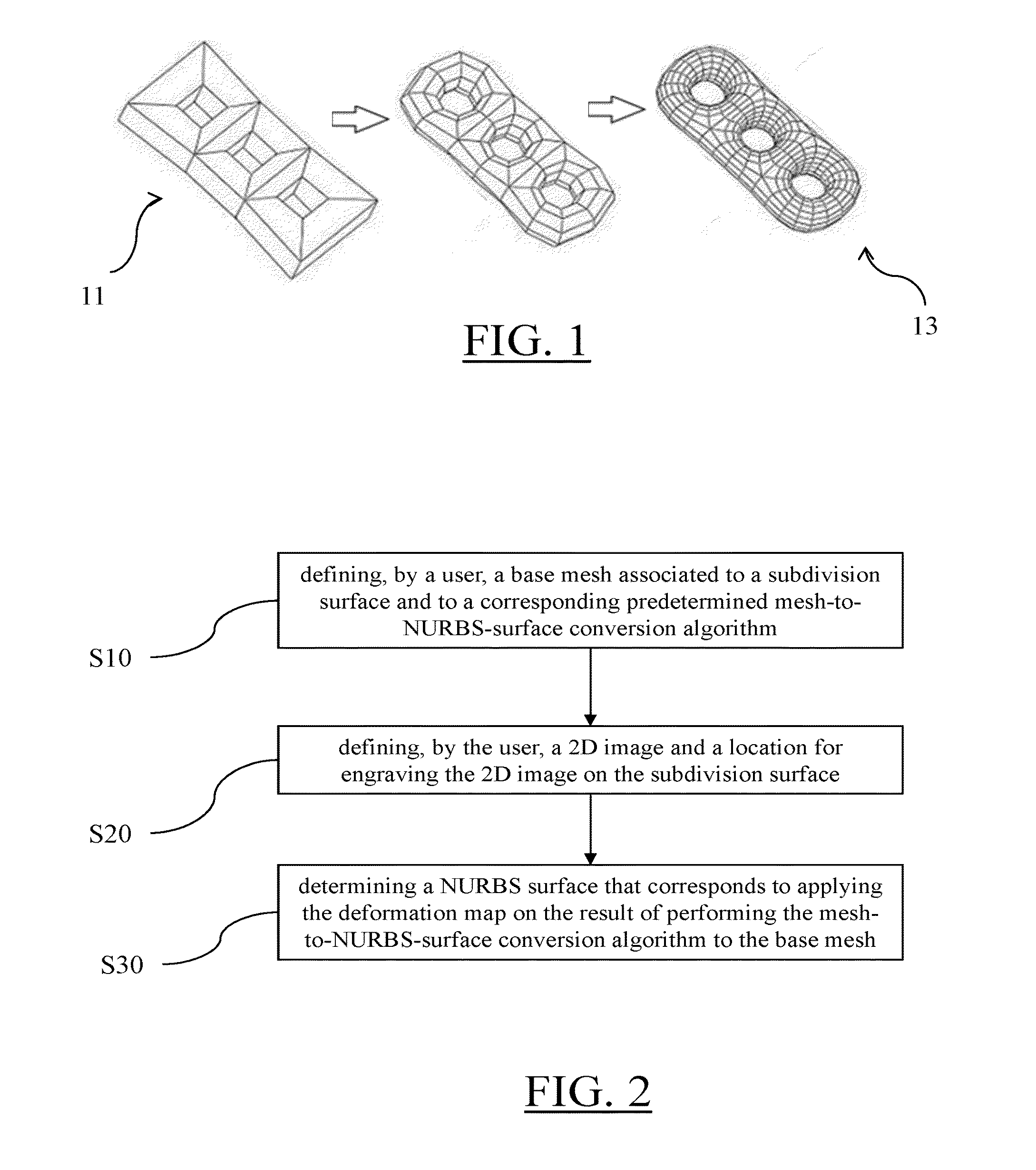 Engraving a 2d image on a subdivision surface