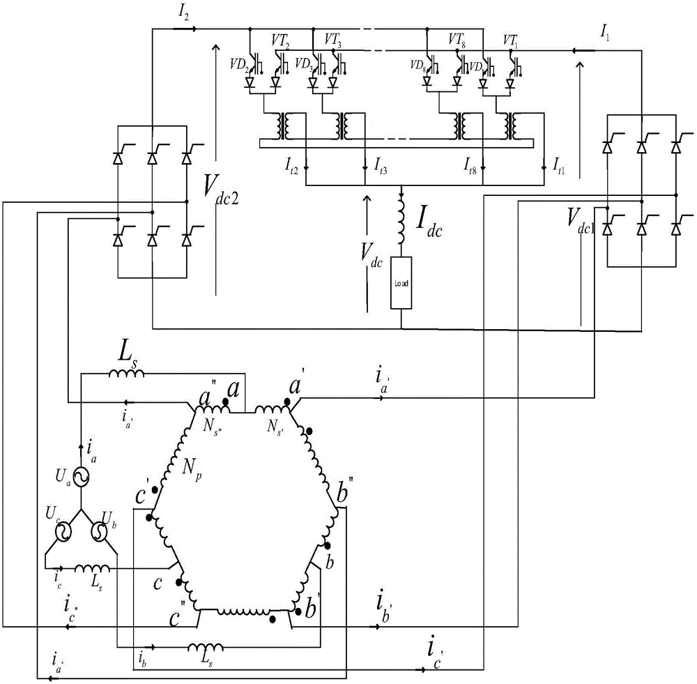 Four-quadrant current source converter based on autotransformer