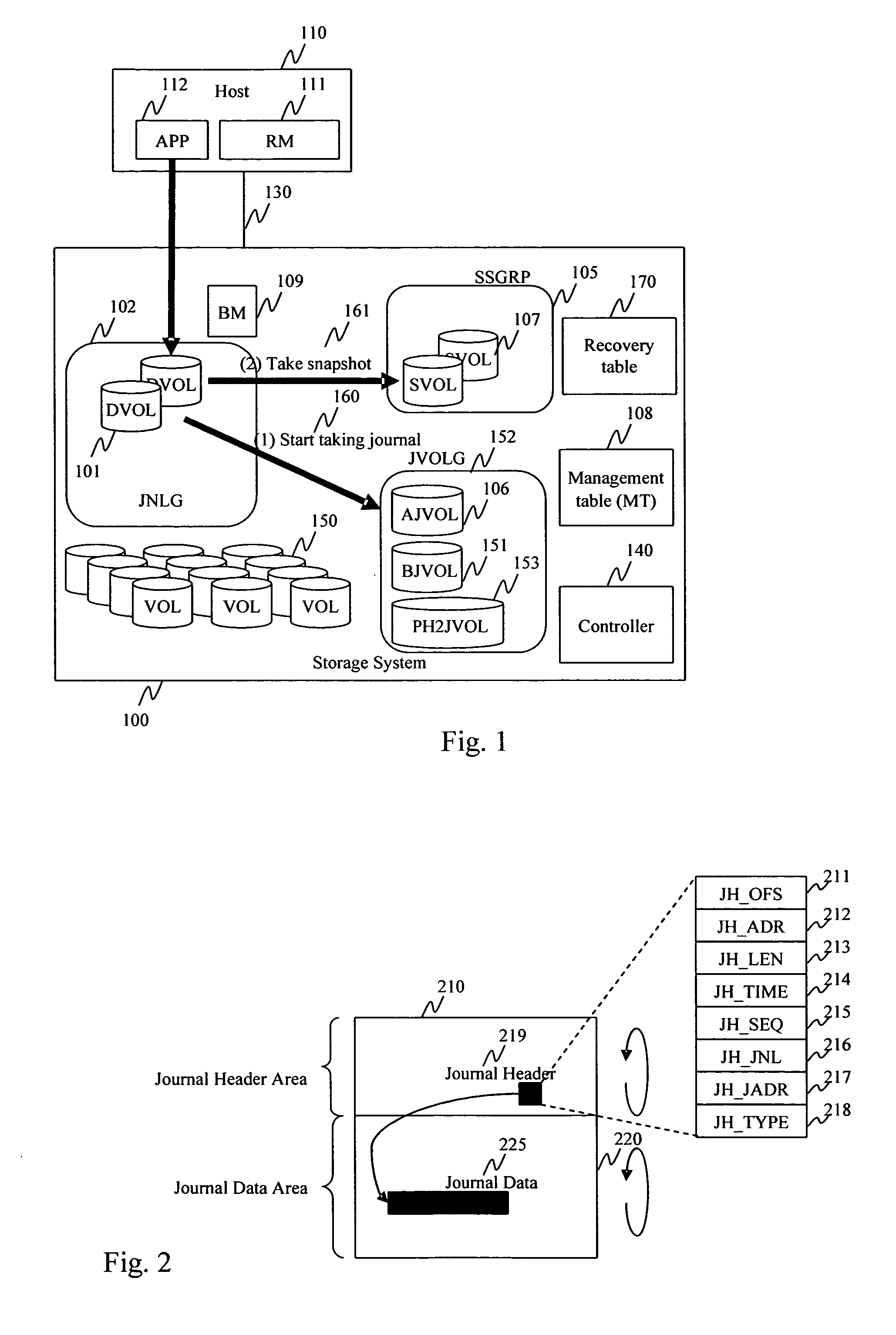 Method and apparatus for data recovery system using storage based journaling