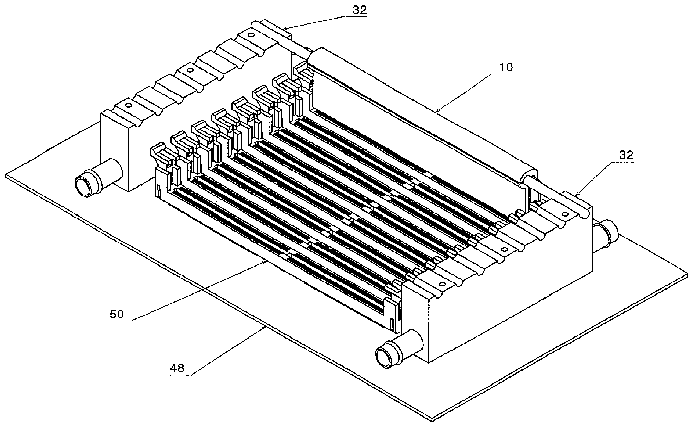 Method and apparatus of water cooling several parallel circuit cards each containing several chip packages