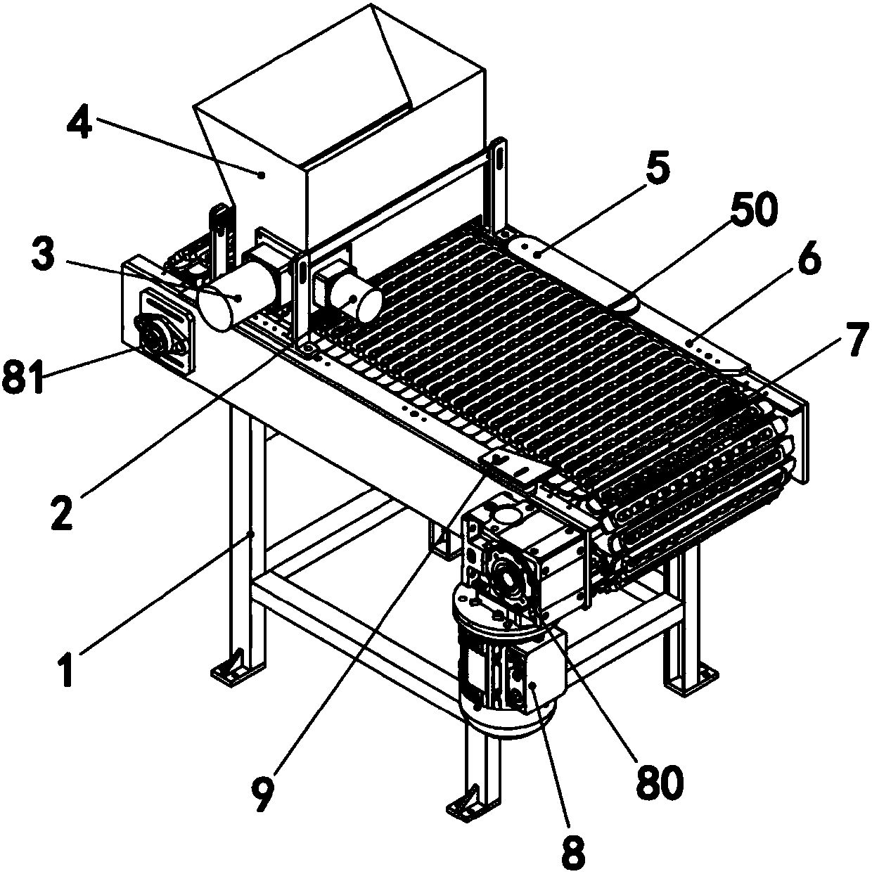 A pistachio opening machine