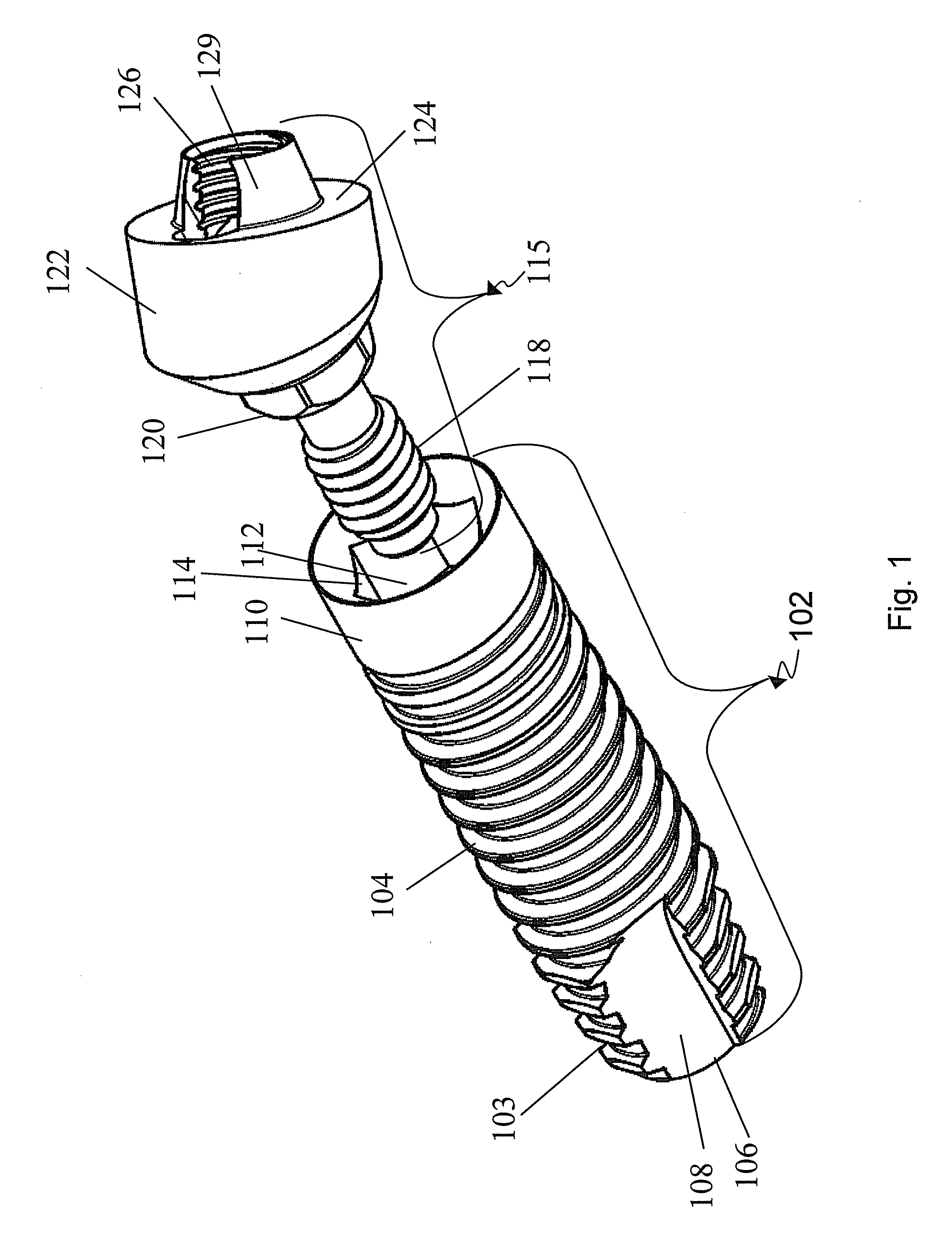 Inclined dental abutment assembly device