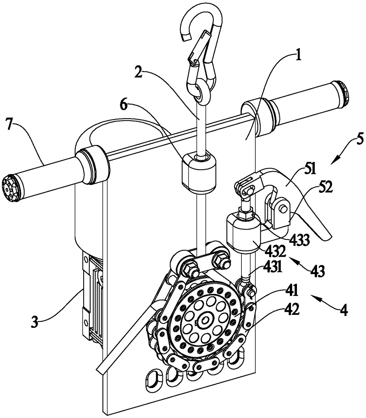 Radial pressing mechanism and lifting device comprising same