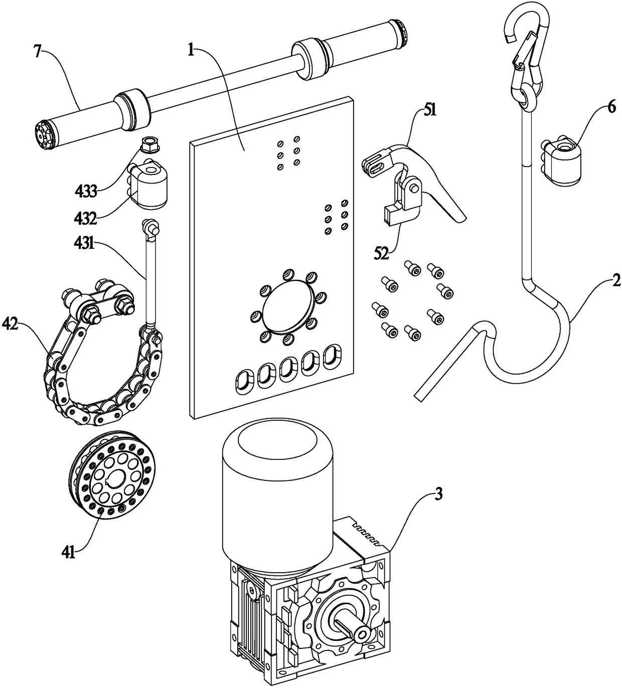 Radial pressing mechanism and lifting device comprising same