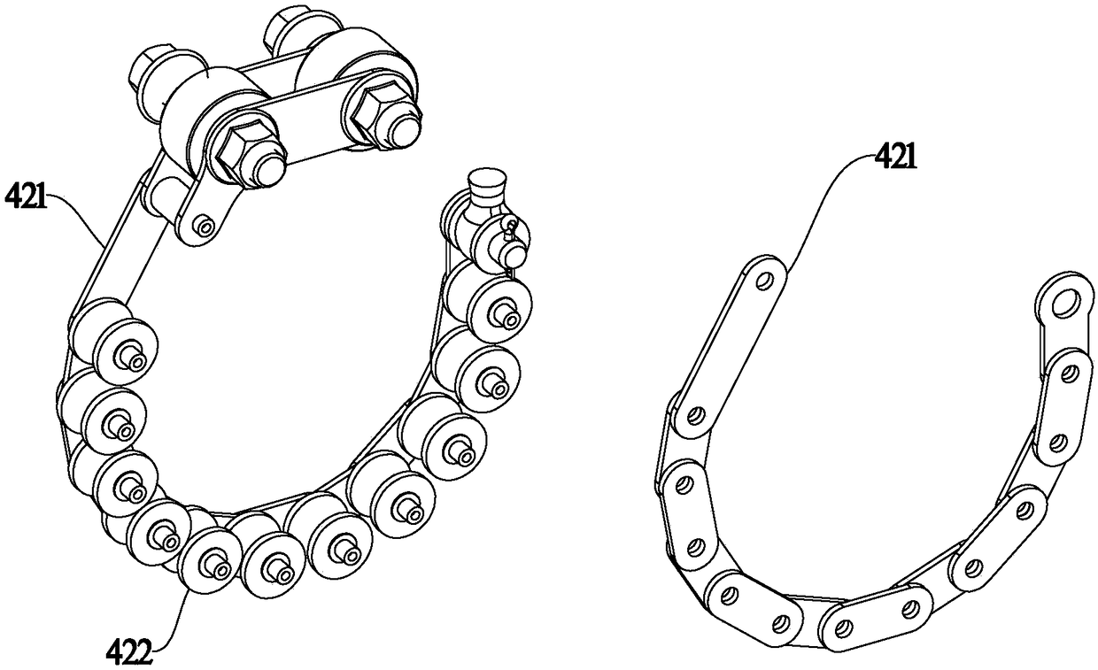 Radial pressing mechanism and lifting device comprising same