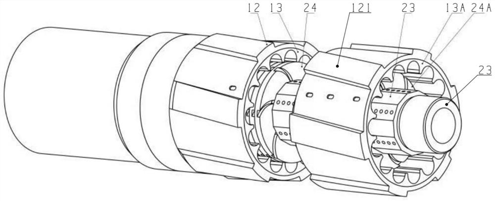 Multi-stage power system hydraulically driven rotary casing shoe