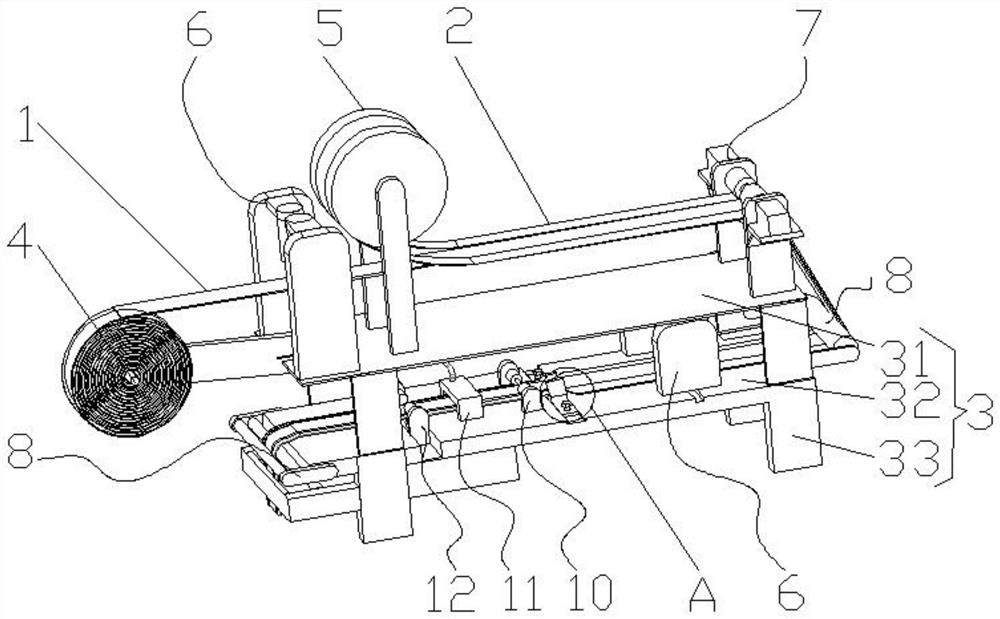 Flexible edge processing equipment for hook-and-loop fastener bandage of medical stretcher and process of flexible edge processing equipment