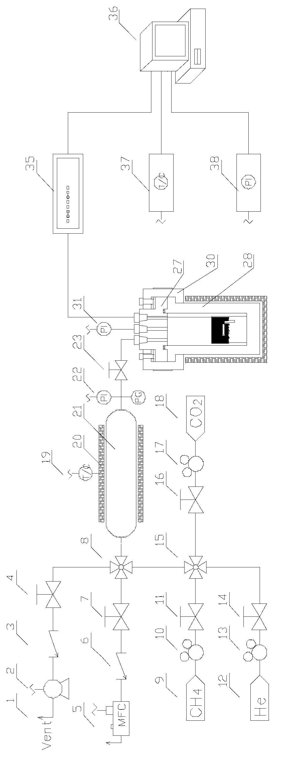 Dynamic deformation characteristic testing method in coal absorption and desorption process