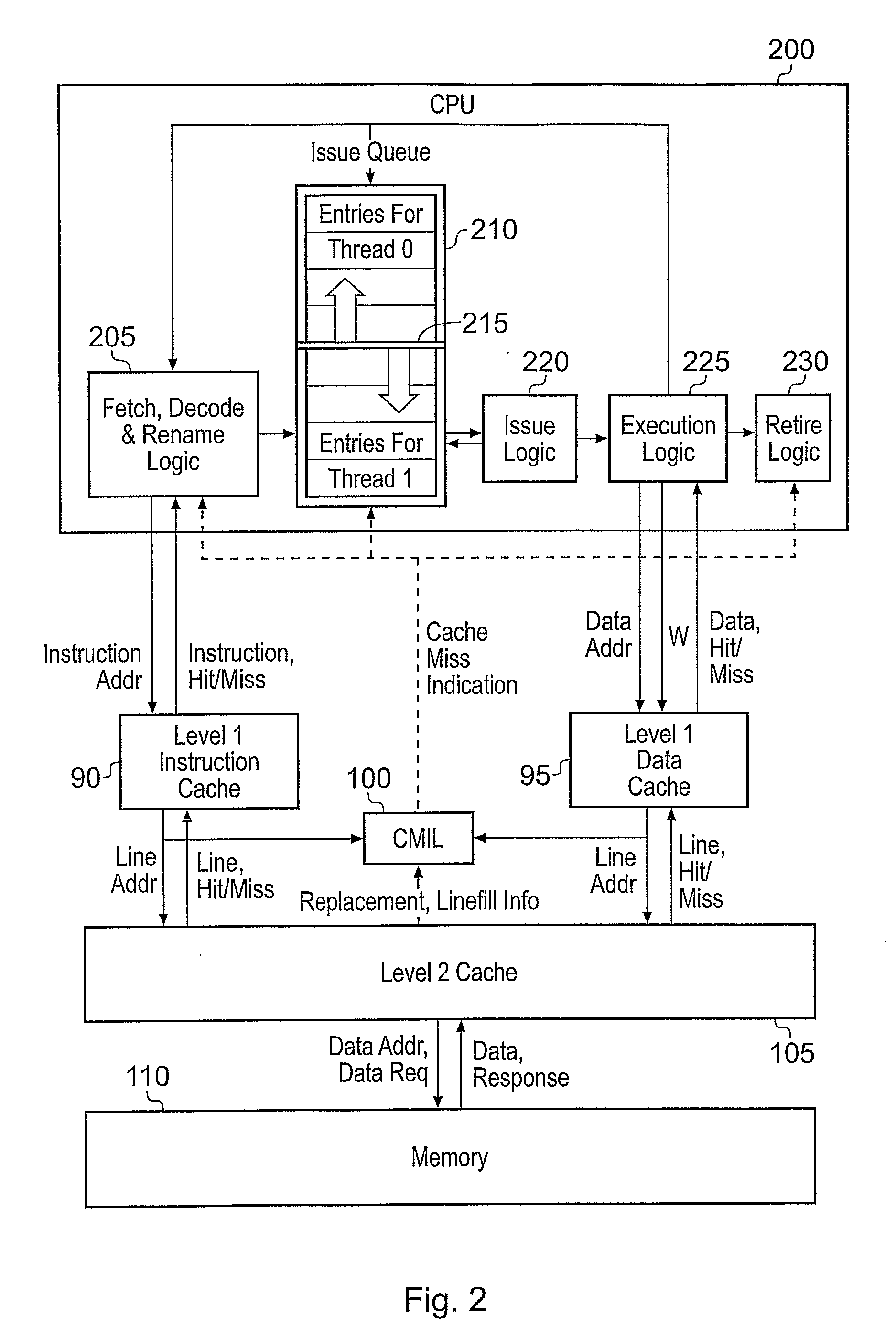 Cache miss detection in a data processing apparatus