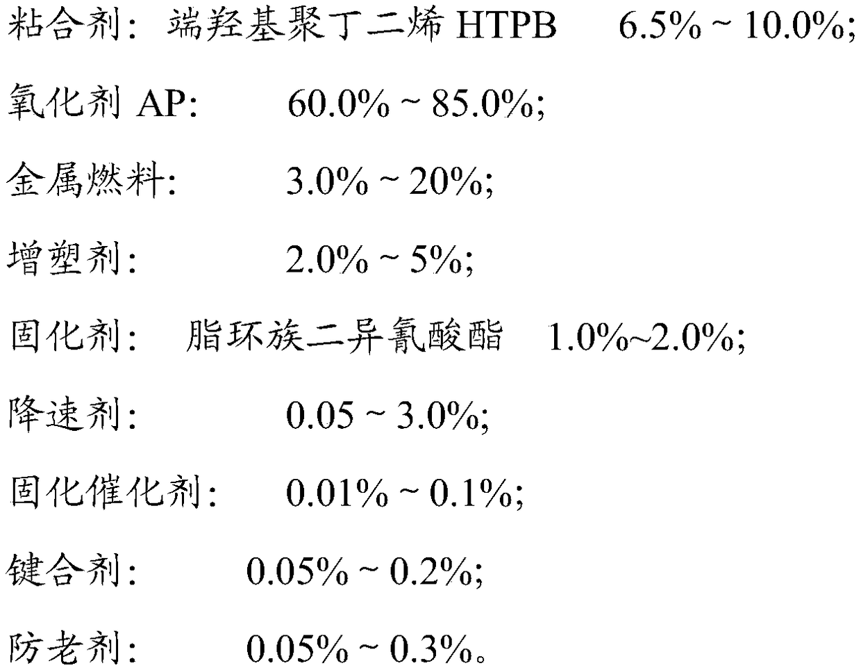 Low-burning rate and high-energy HTPB propellant and application of alicyclic diisocyanate