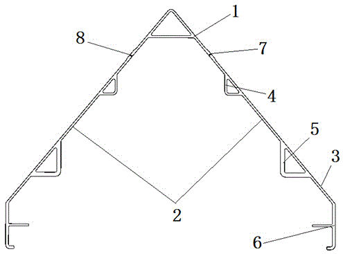 Railway aluminium alloy truck upper funnel ridge and friction stir welding production method