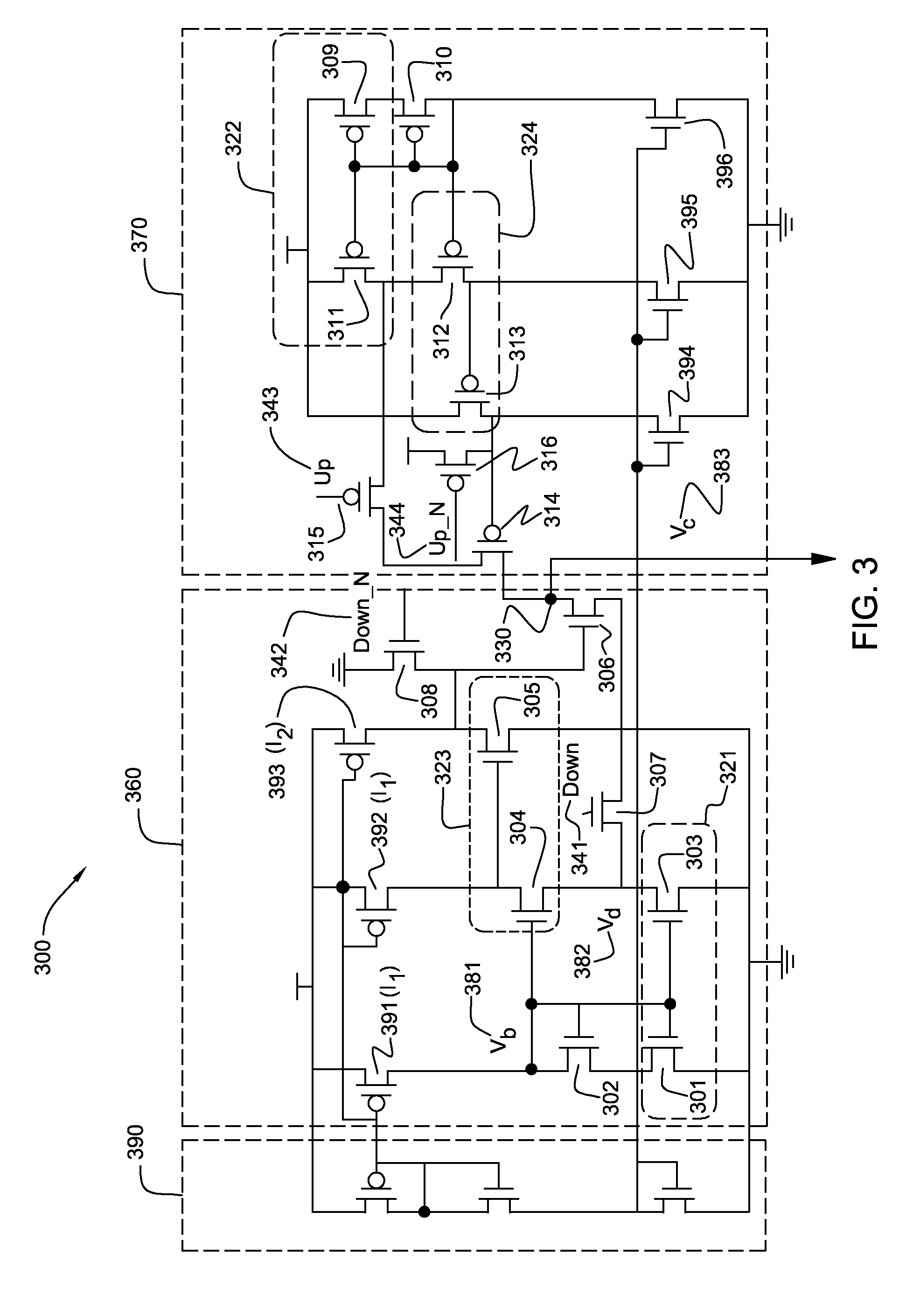 Structure for a high output resistance, wide swing charge pump