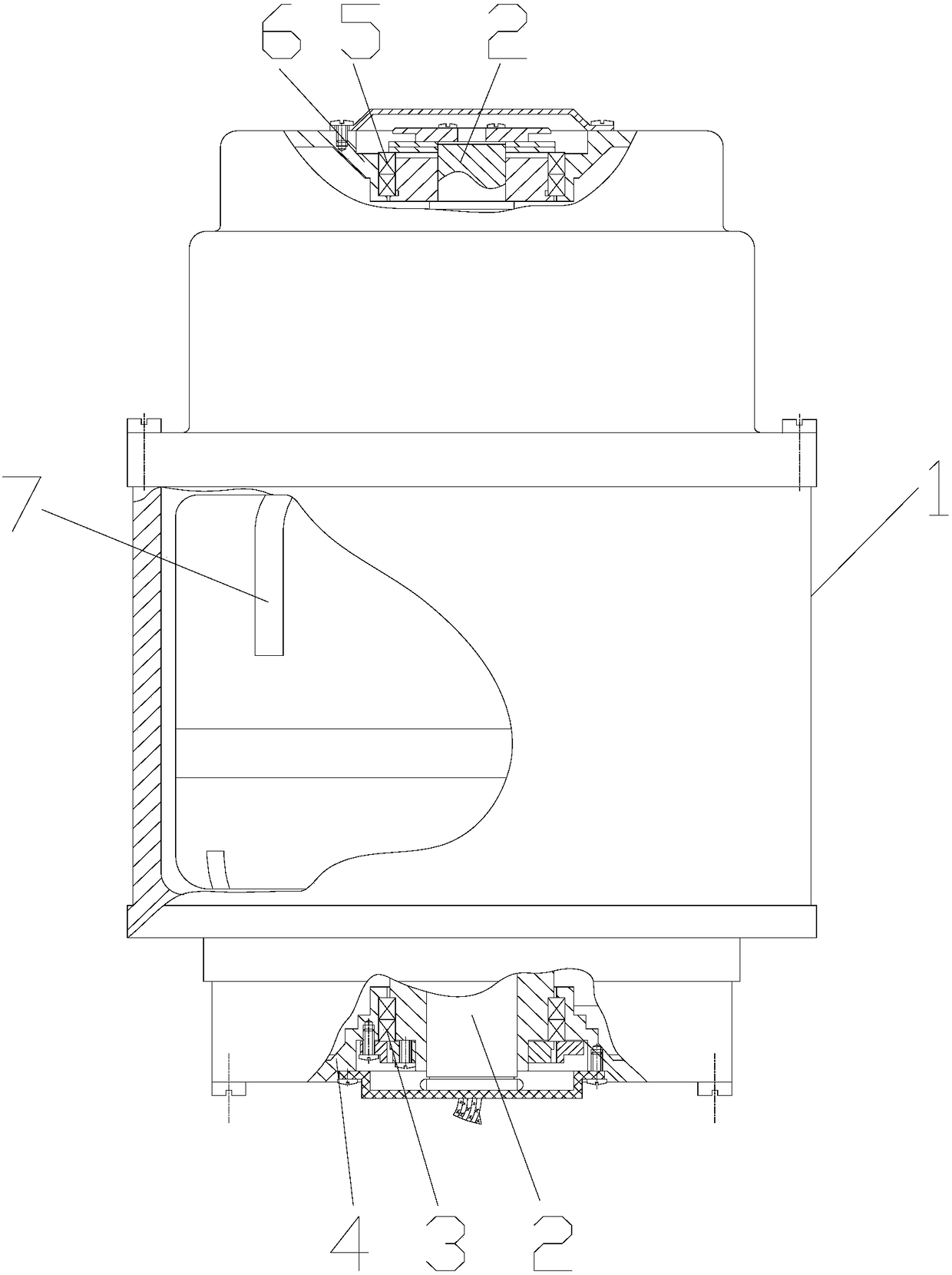 A rotating device for axially floating and radially preloading and fixing a rotating body where an inertial element is located