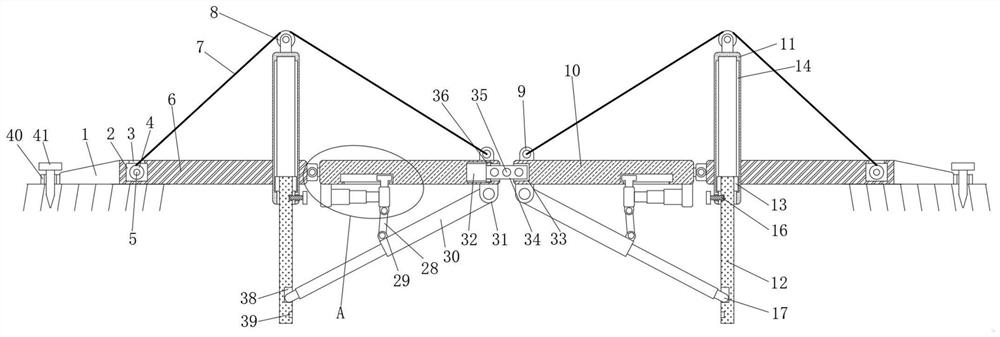 Temporary bridging device with adjusting function for municipal traffic ditch