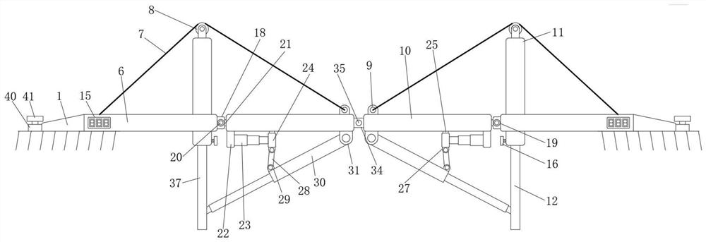 Temporary bridging device with adjusting function for municipal traffic ditch