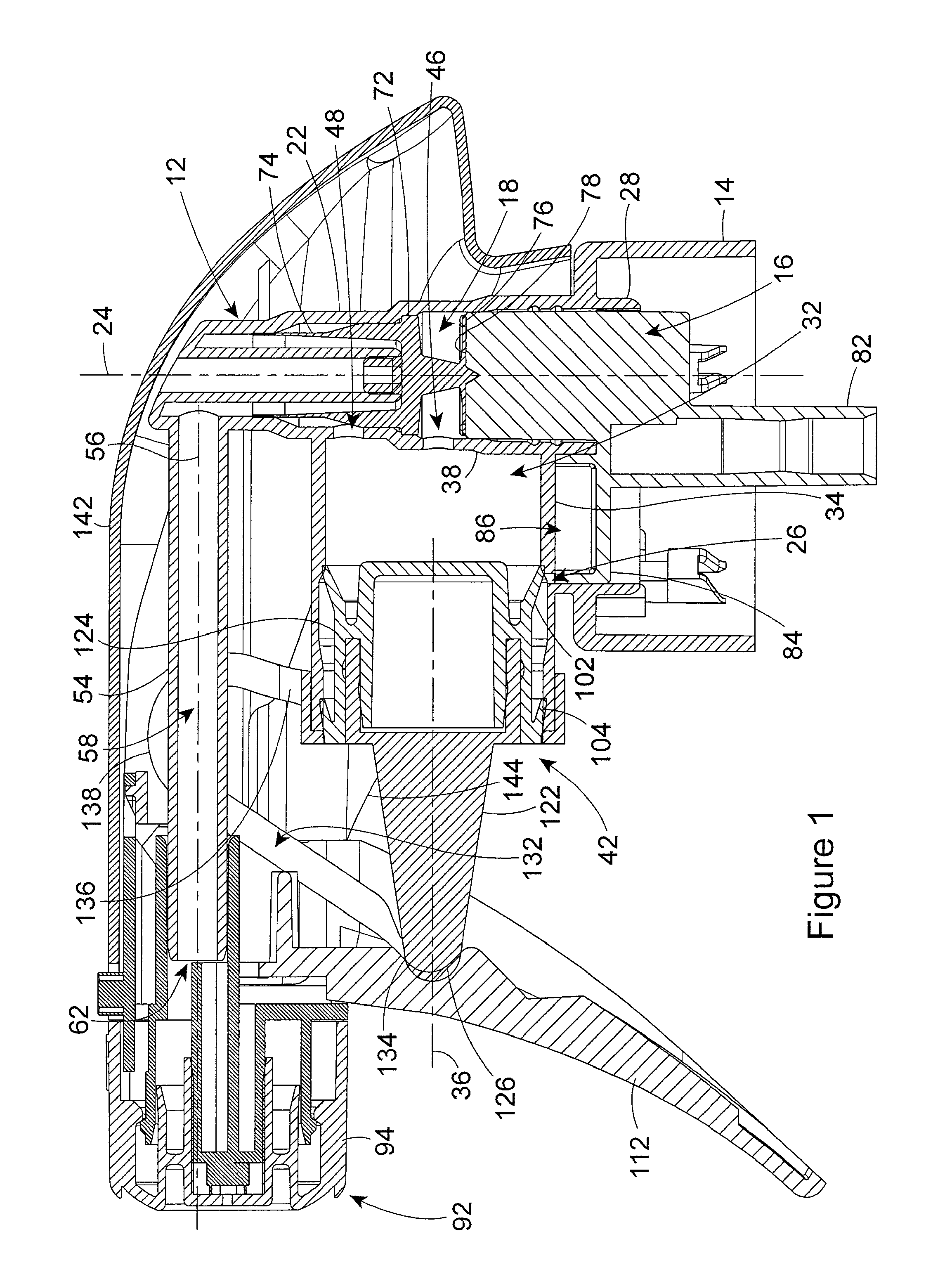 Trigger forward pivot limit for a trigger sprayer