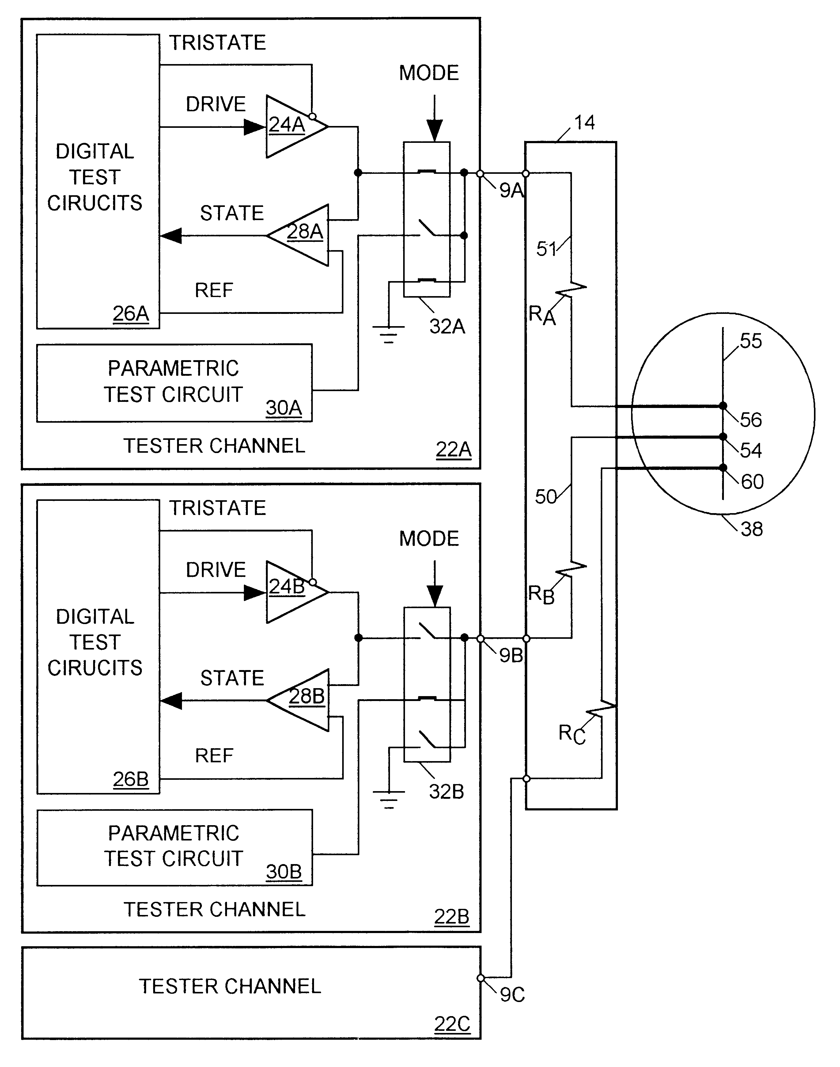 Method for testing signal paths between an integrated circuit wafer and a wafer tester