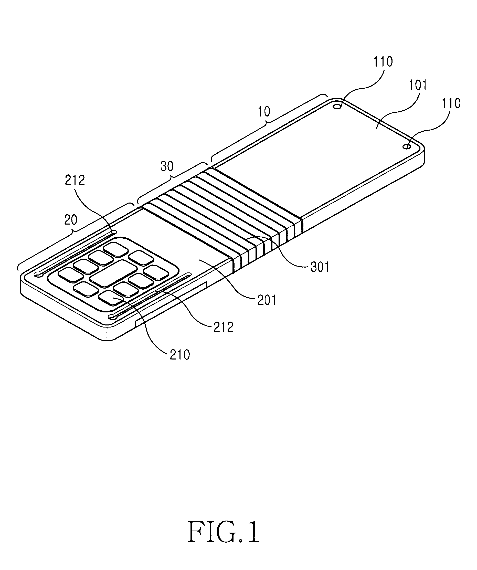 Slide-type portable terminal using flexible material