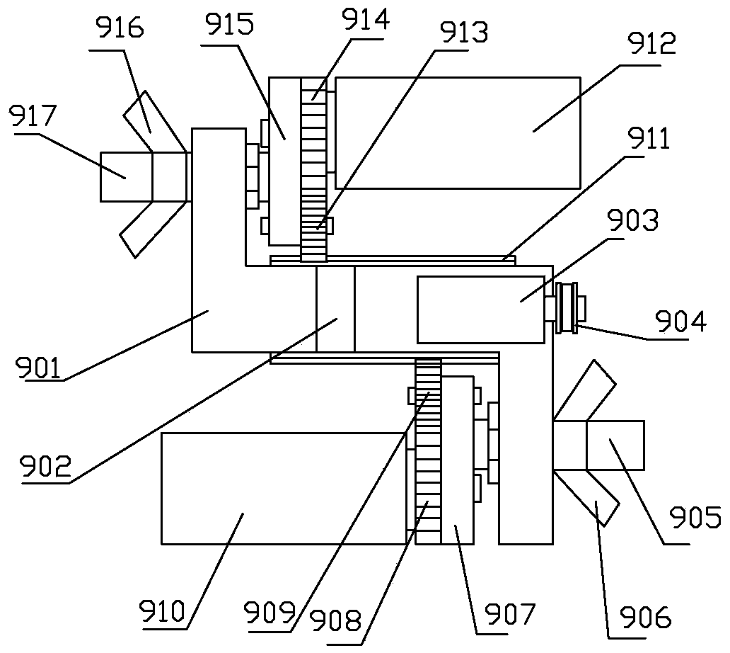 Vertical H-shaped steel four-face rust removal device