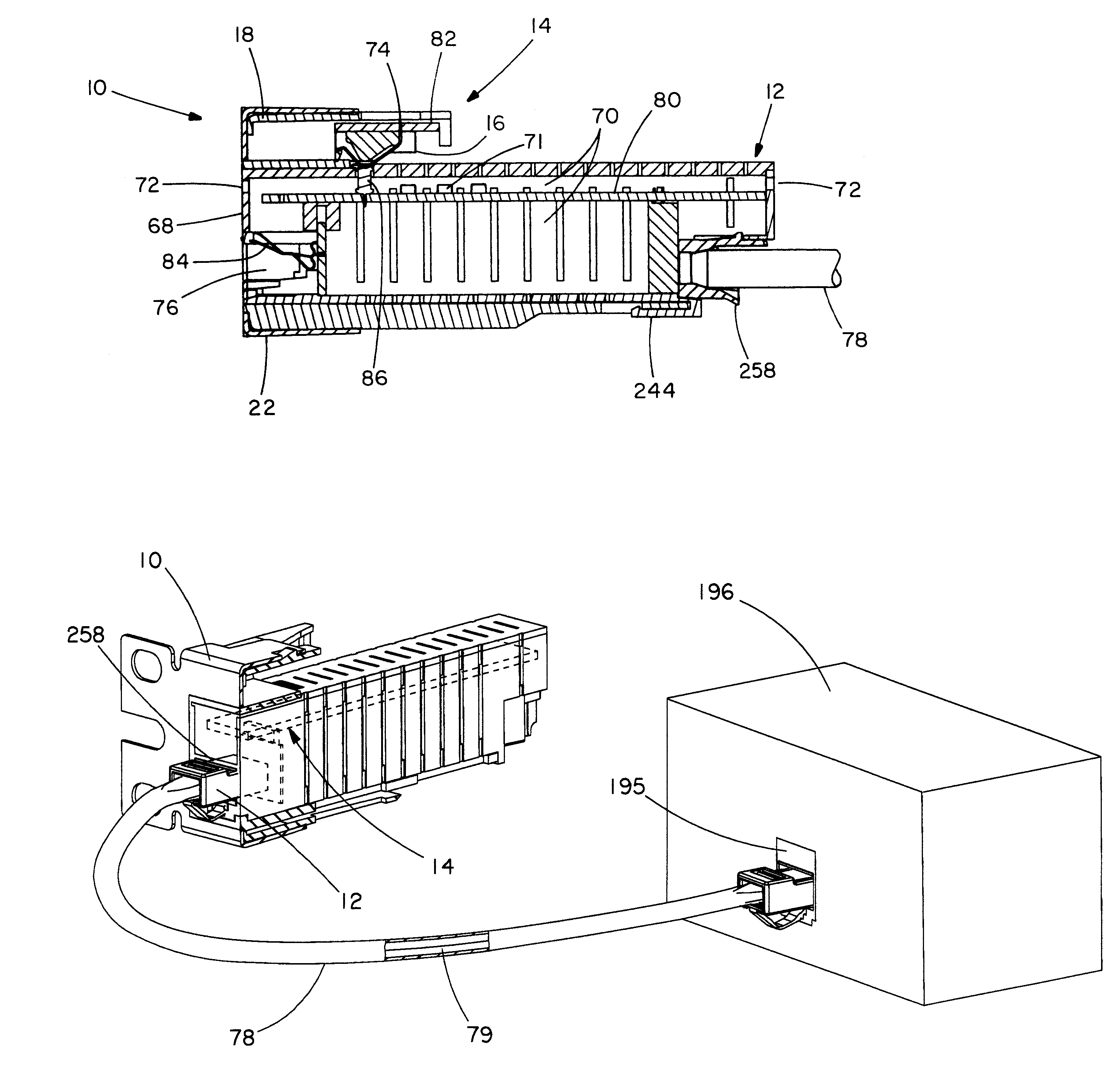 Patch panel with a motherboard for connecting communication jacks