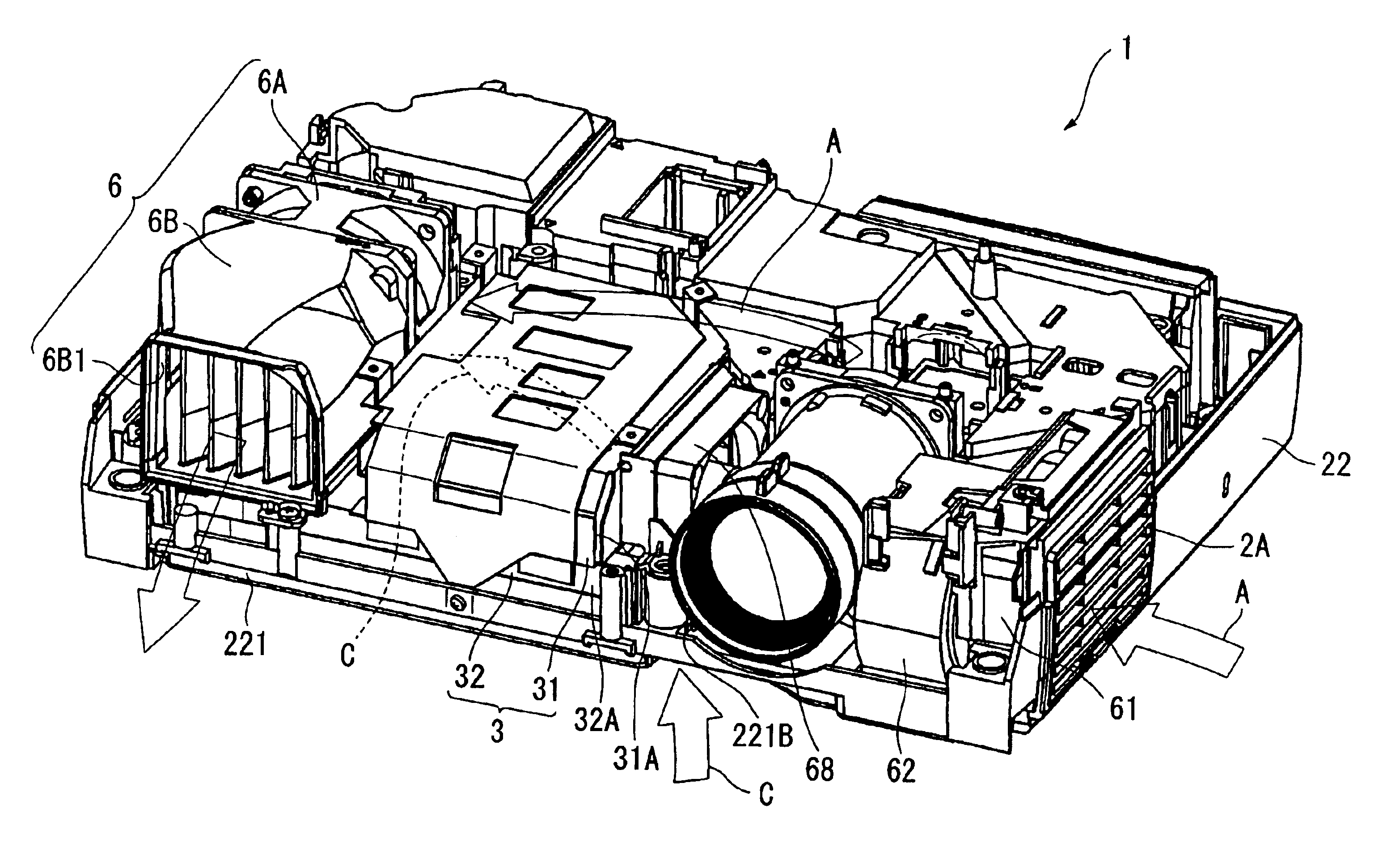 Projector provided with cooling mechanism