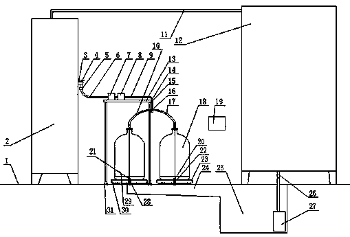 Automatic weighing device for water purification amount of water purification machine, and using method of automatic weighing device