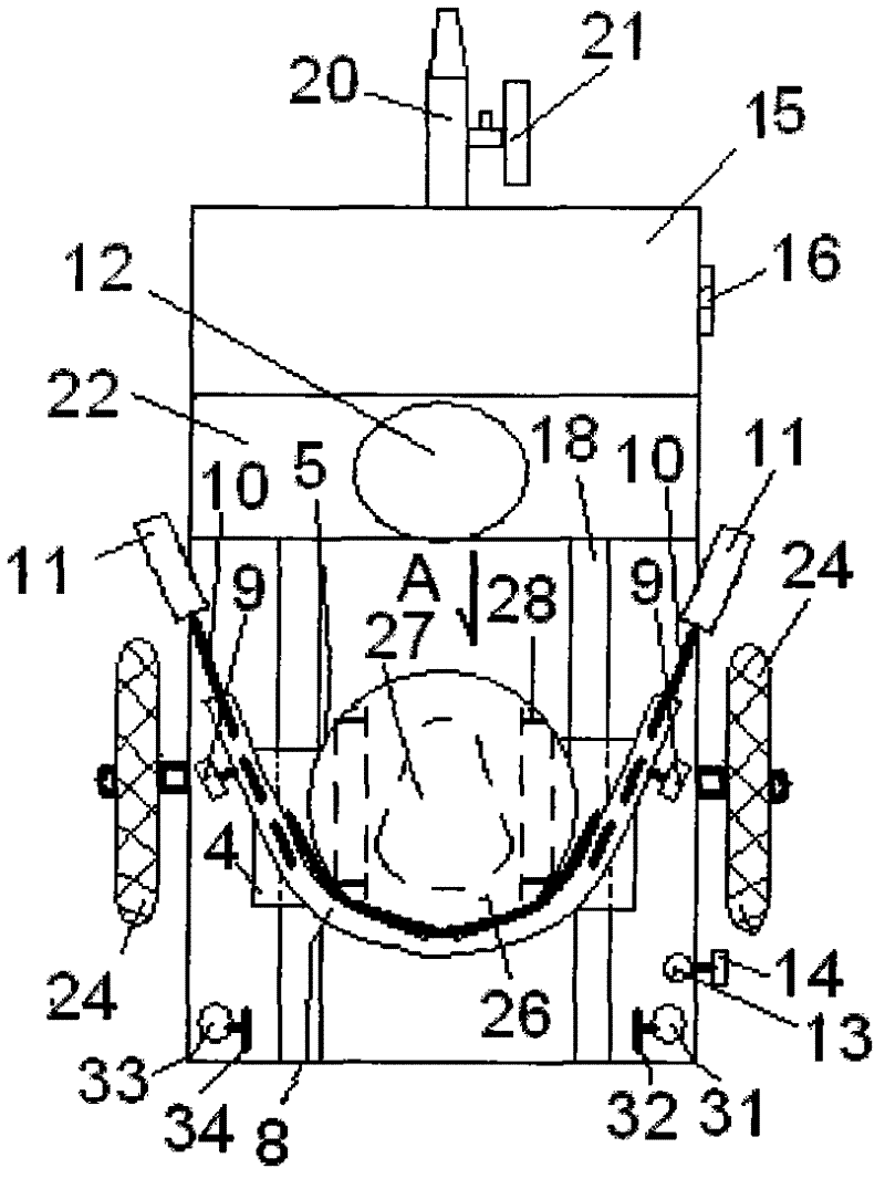 Multifunctional cart being provided with baffle and being convenient for patients with high paraplegia to relieve bowels