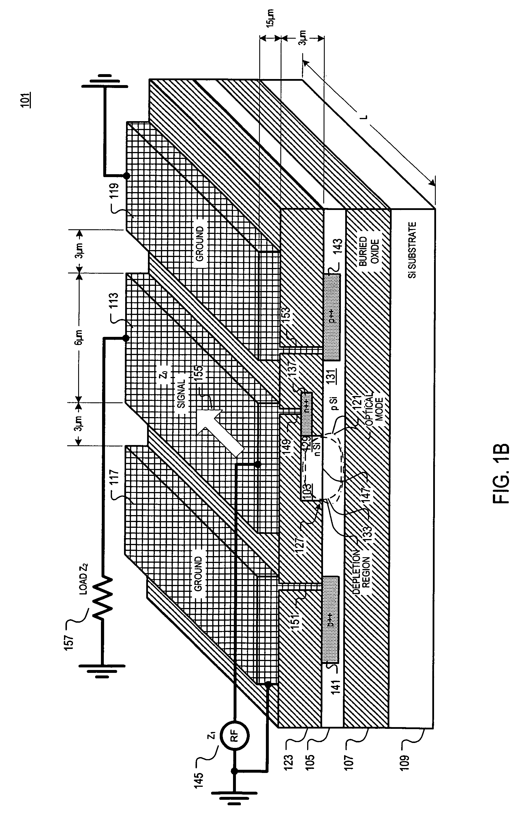 Optical waveguide with single sided coplanar contact optical phase modulator