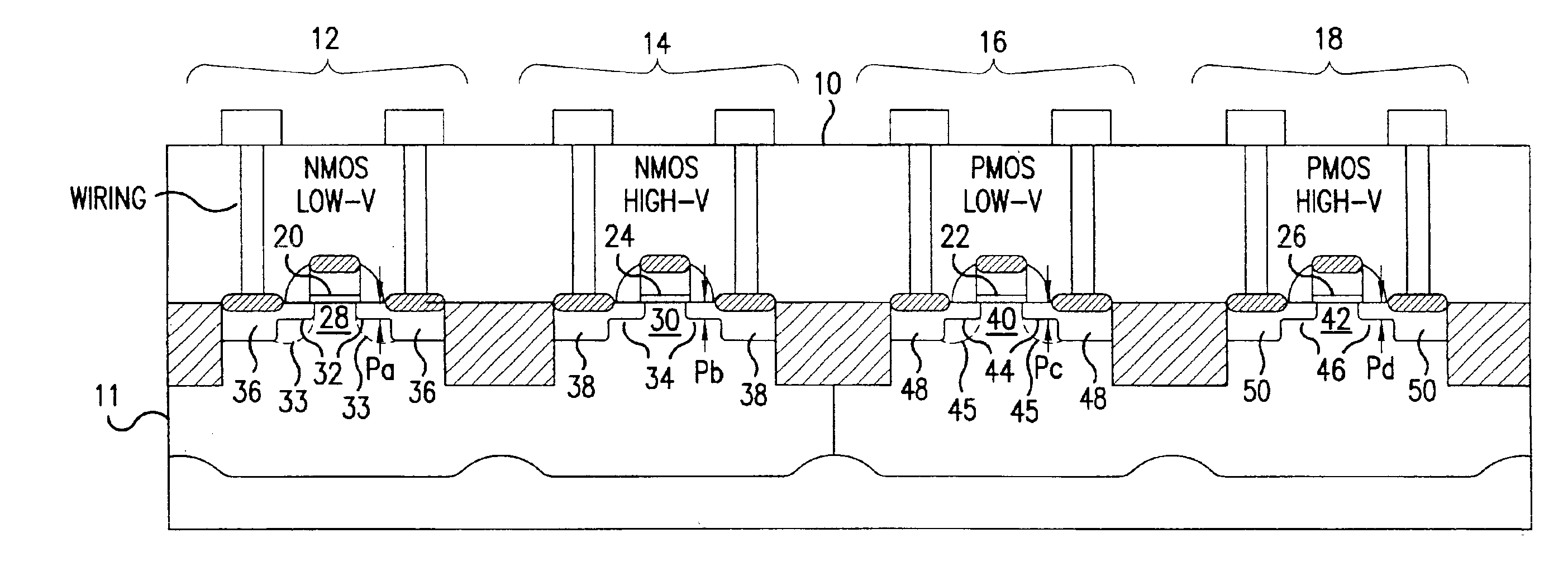 Low volt/high volt transistor