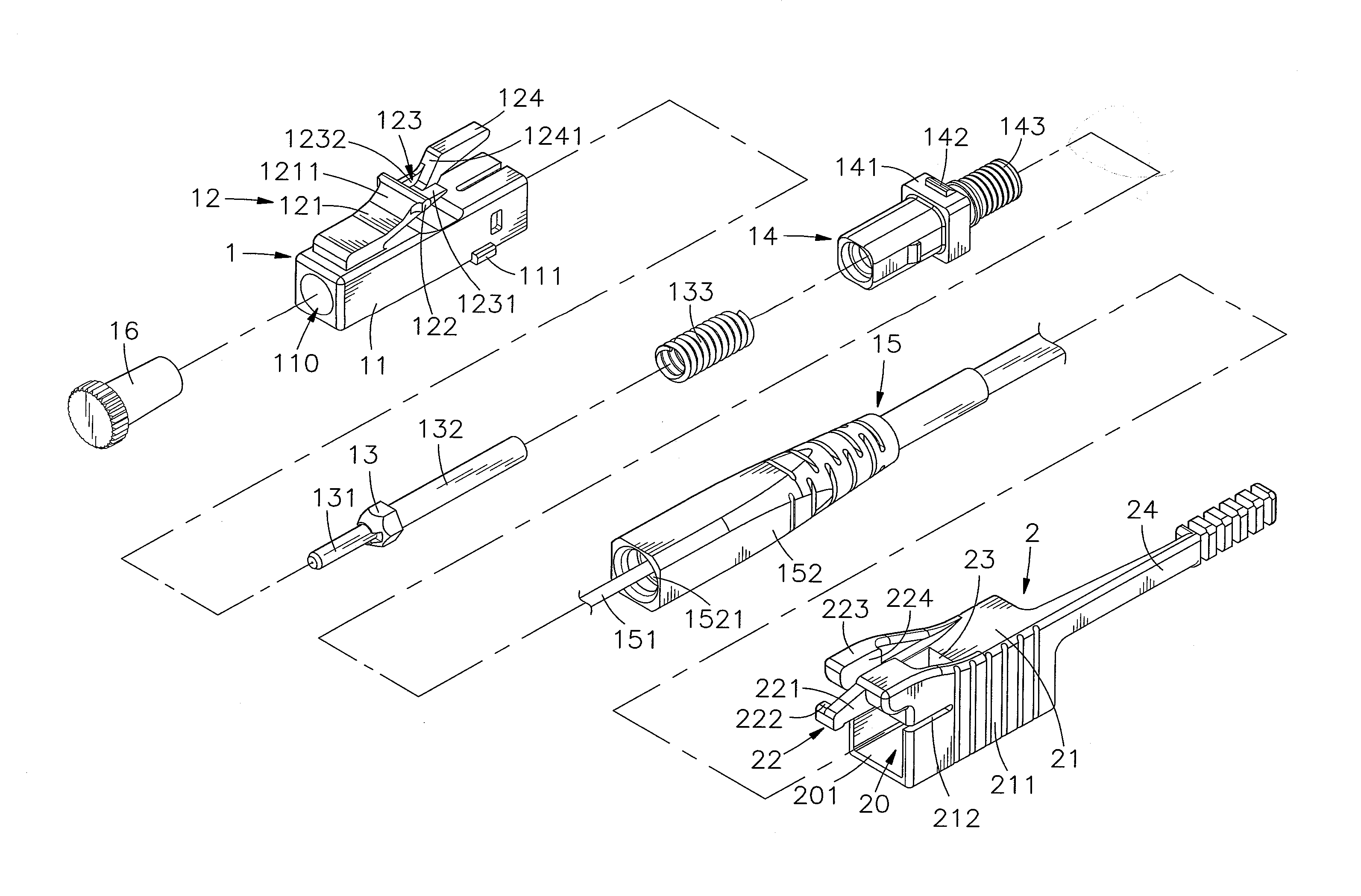 Push-pull type fiber optic connector assembly