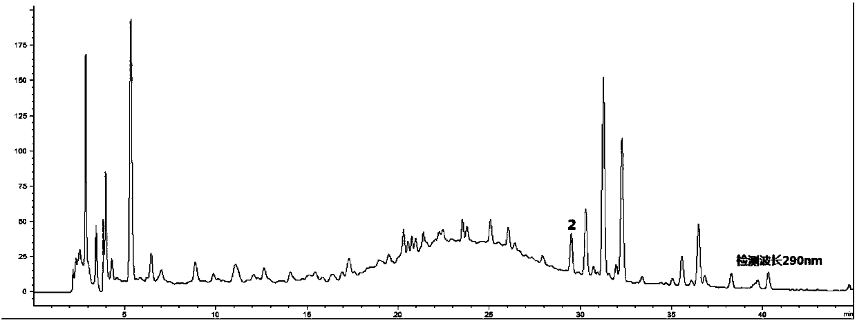 Method for establishing fingerprints of related characteristics of chemical small molecule components of dendrobium chrysotoxum